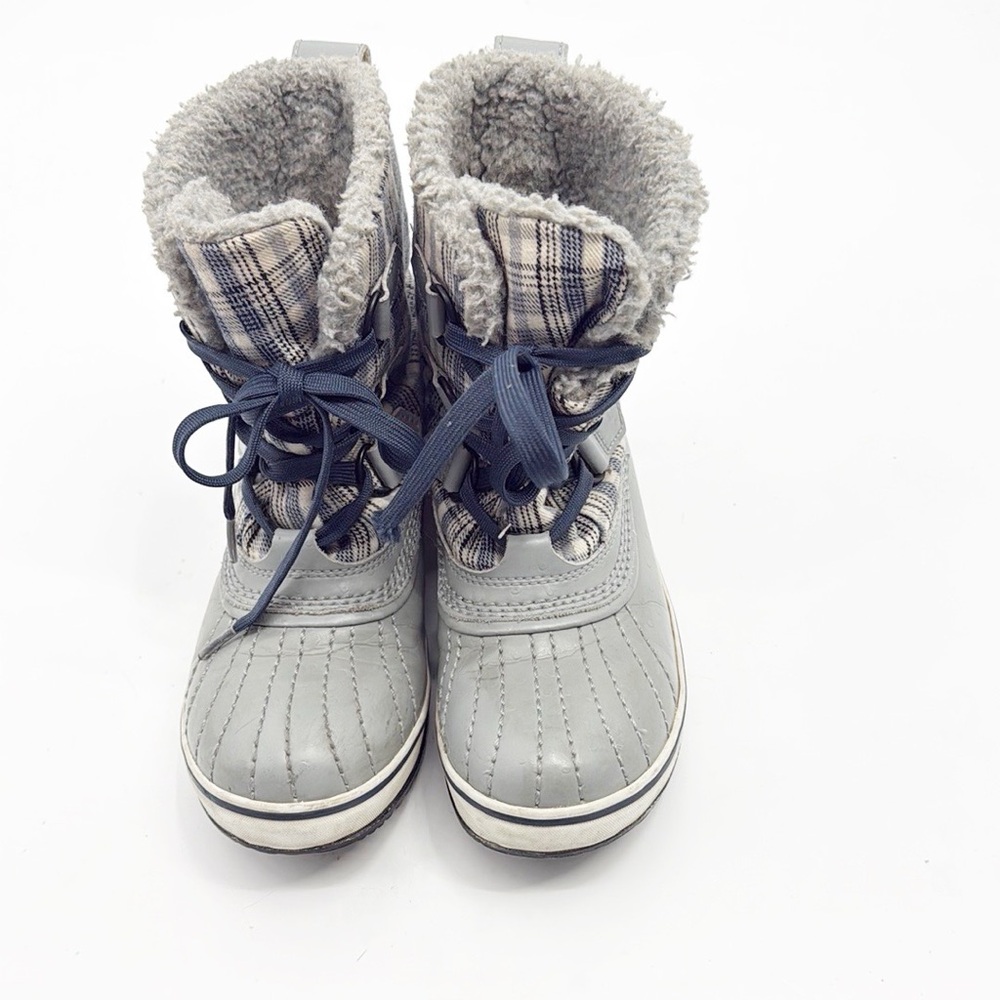 Sorel Tivoli Winter Boots Womans Gray Plaid Sherpa Waterproof Warm Snow size 6